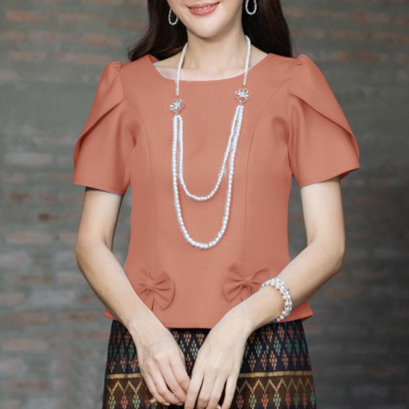 ZANZEA Women Summer Round Neck Solid Color Casual Short Sleeve Blouse