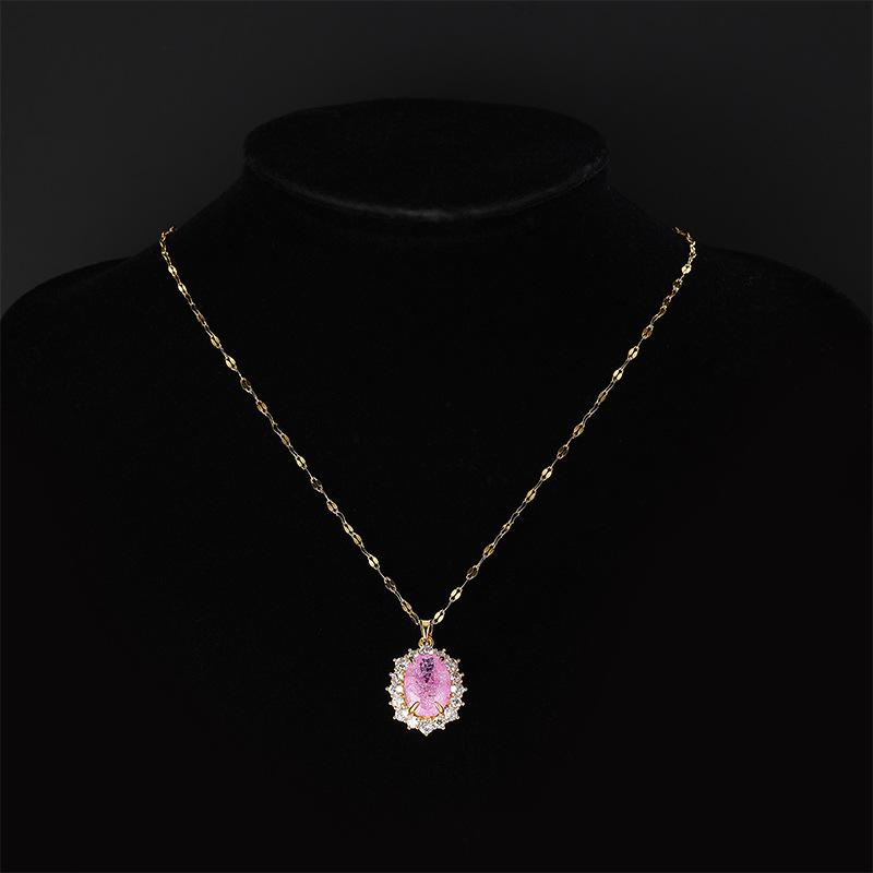 

Vintage Oval Water Drop Necklace Female High Value Court Style Atmospheric Inlay Pendant Collarbone Chain