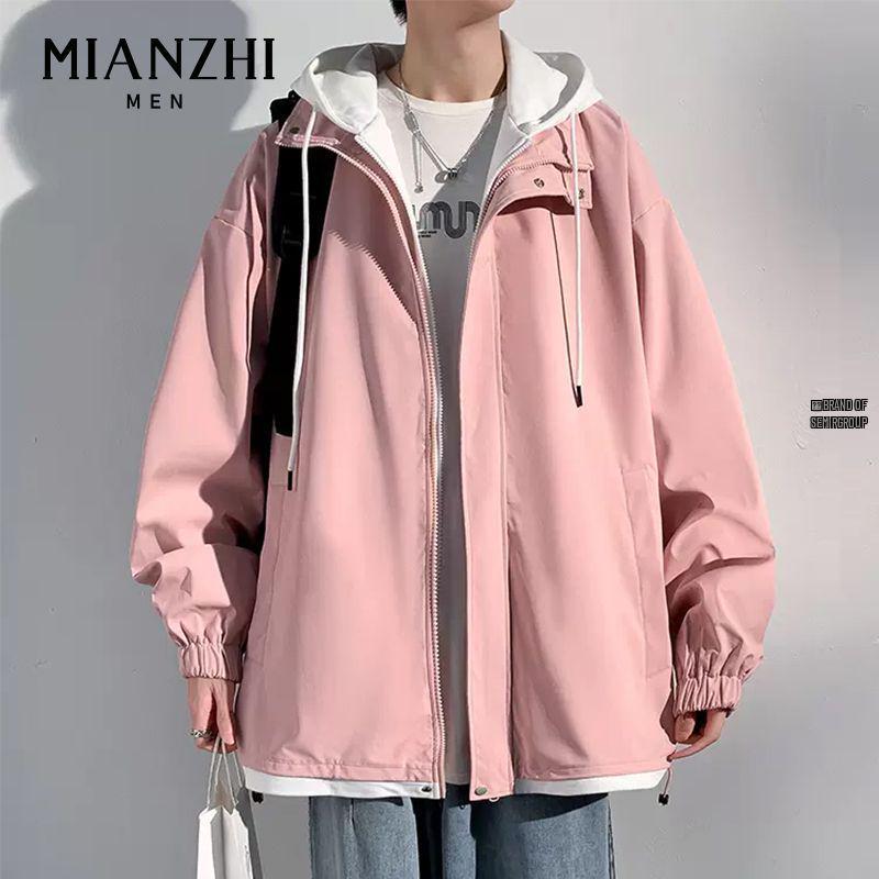 Men's Hooded Cotton Two-Piece Jacket for Spring/Autumn - Casual, Loose, Plus Size & Trendy