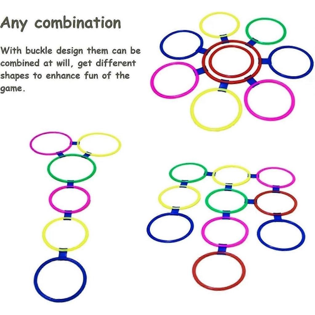 Hopscotch Ring Game with 10 Rings and 15 Connectors for Indoor Outdoor, Hopscotch Outdoor Game, Fun Playground Toy