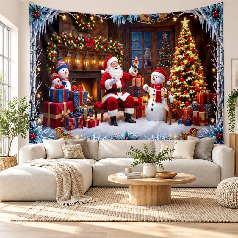 Christmas Printed Tapestry Wall Hanging For Bedroom Living Room Wall Decor Holiday Gift