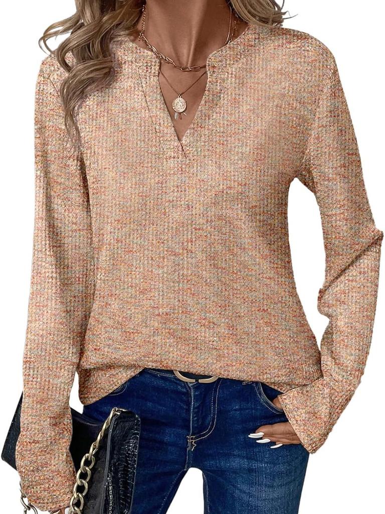 Autumn Women's Fashion V-Neck Long Sleeve T-Shirt, Trendy and Versatile Top