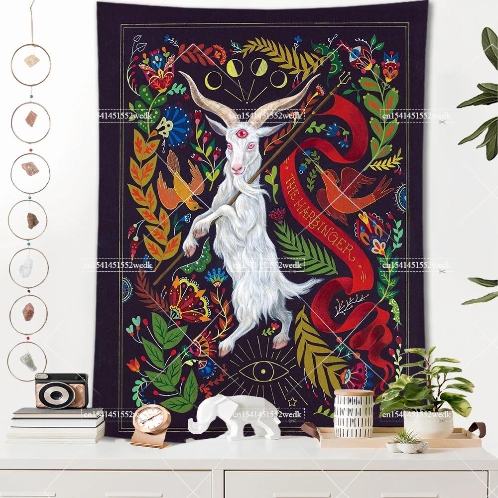 Raven Norse Folk Tapestry Medieval Animals Birds Tarot Tapestrys Room Decor Aesthetics Landscape Art Posters Background Cloths
