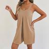 2025 European Summer Women's Loose Solid Color Strappy Overalls