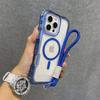Fashion Candy Colour Clear Case for IPhone 17 Air 16E 15 14 Plus 13 12 11 Pro Max Magnetic Shockproof Wrist Strap Lanyard Cover