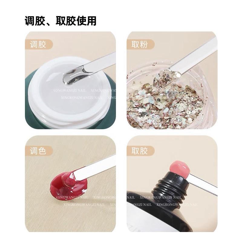 Nail Art Gel Mixing Sticks Wooden Handle Metal Stirrers Gradient Ombre Polish Blending