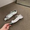 Flat-bottomed Small Silver Mary Jane Women's Shoes 2025 New Spring Square Head Small Fragrant Satin Black Evening Shoes