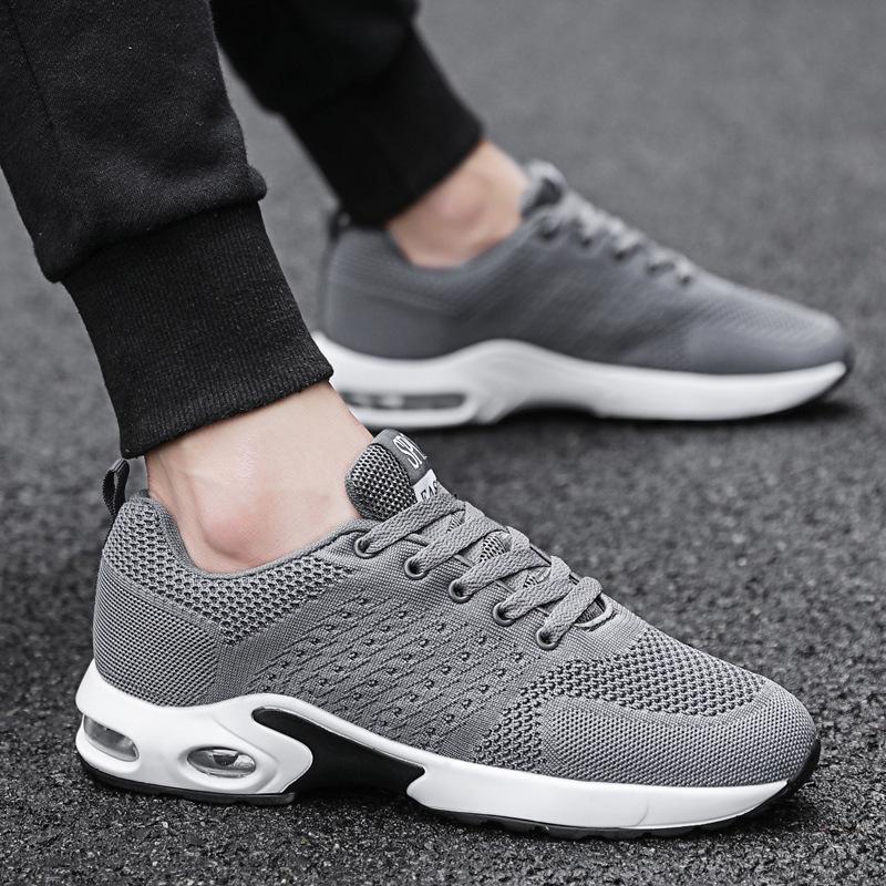 Flying Woven Air Cushion Sneakers 2025 Summer Couple Wear Low-top Breathable Mesh Casual Shoes