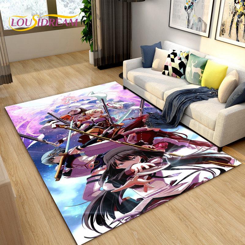 Puella Magi Madoka Magica Cartoon Area Rug,Carpet Rug for Living Room Bedroom Sofa Doormat Decoration, Kids Non-slip Floor Mat