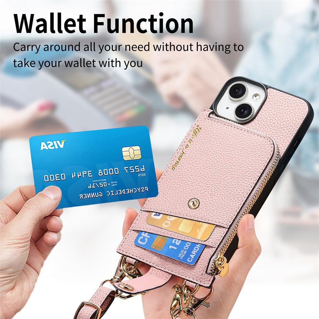 2 in 1 Detachable Crossbody Cards Solt Wallet Leather Case For iPhone 15 Pro Max 14 Plus 13 12 11 Pocket Bag Long Lanyard Cover
