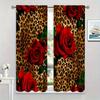 2 Pcs Leopard print rose print curtains,suitable for bedroom,living room kitchen decoration,home decoration,window decoration