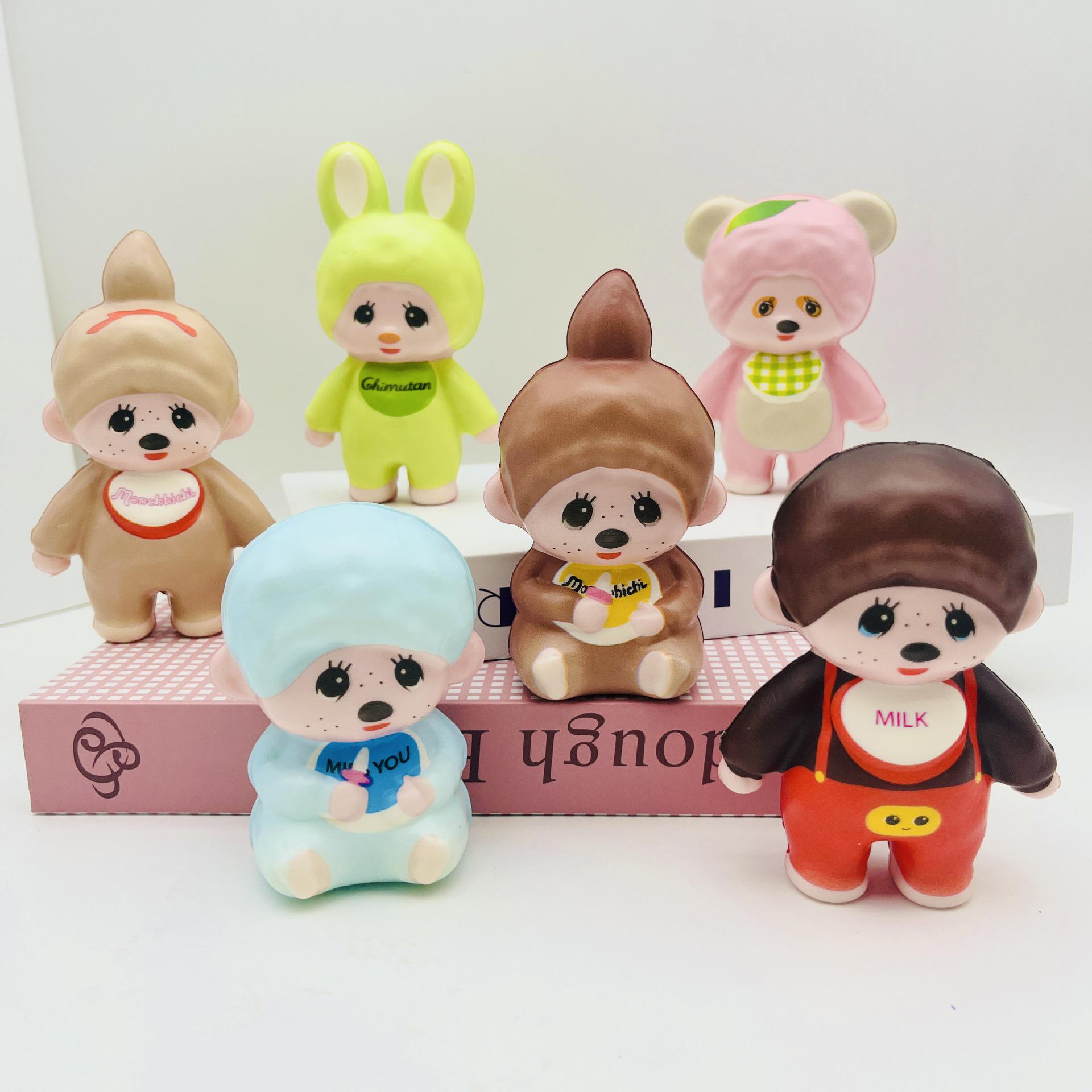 

Monchhichi Squeeze Toy: Slow Rebound PU Children s Cartoon Ornament for Stress Relief Mesh Bag (Order in multiples of 6)