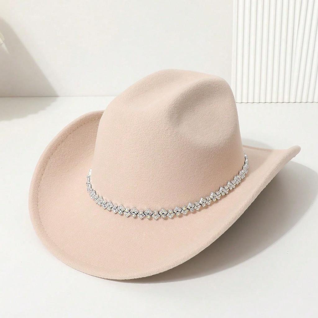 European and American zircon heart-shaped western cowboy hat full of super glittering opal jazz hat men's and women's party casual felt hat