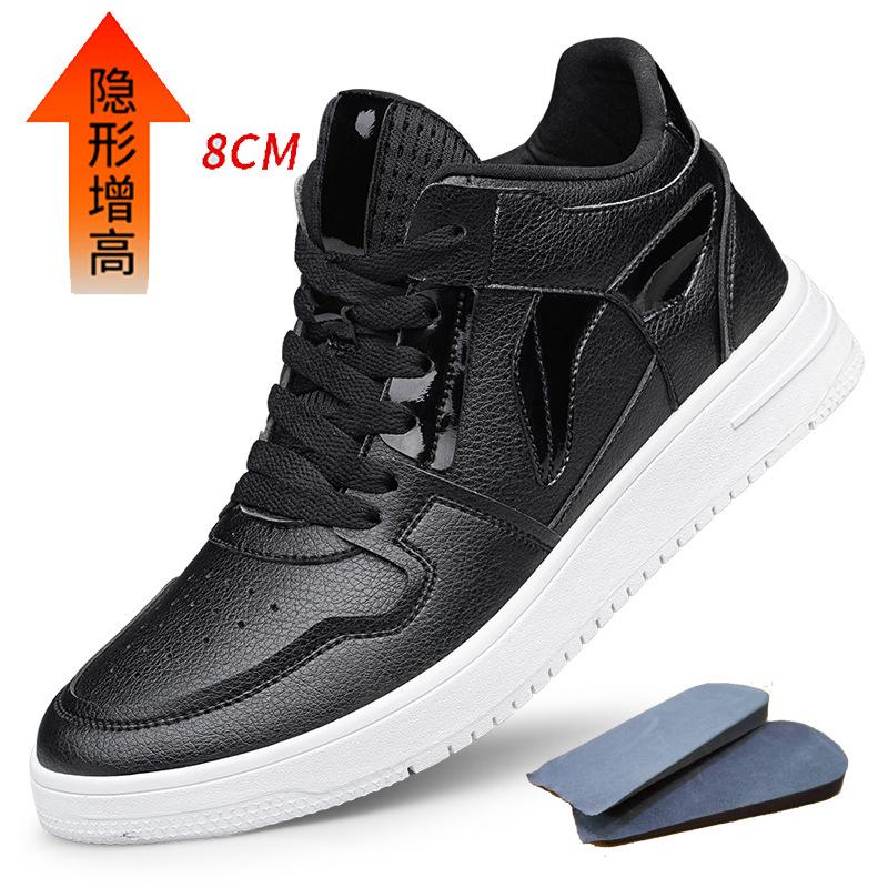 New Style Men Casual Shoes With Hidden Insole Height Increase 6/8/10CM Men Made of Cowhide Trendy Fashionable White Canvas Shoes