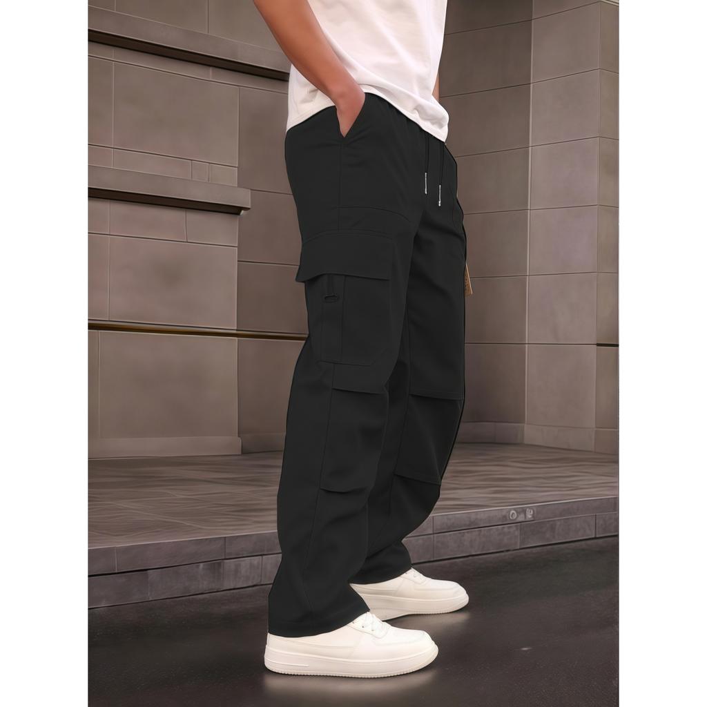 Men's Stylish Casual Loose Straight-leg Trousers - Men's Multi-pocket Work Pants