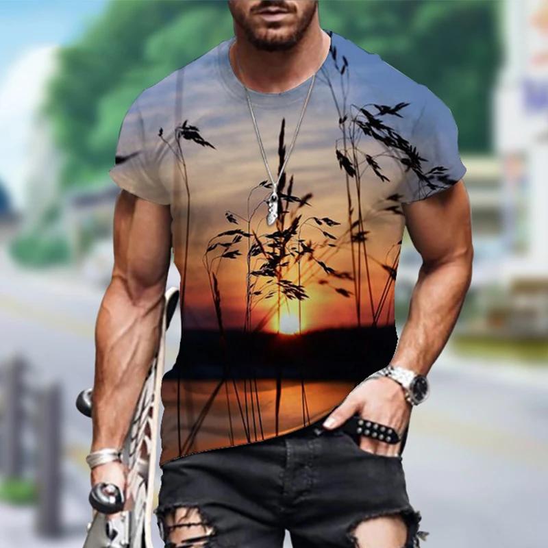 New Summer Essential Men's And Children's Shirt Palm Beach Seaview 3d Print T-shirt Casual Fashion Seaside Style Thin Top
