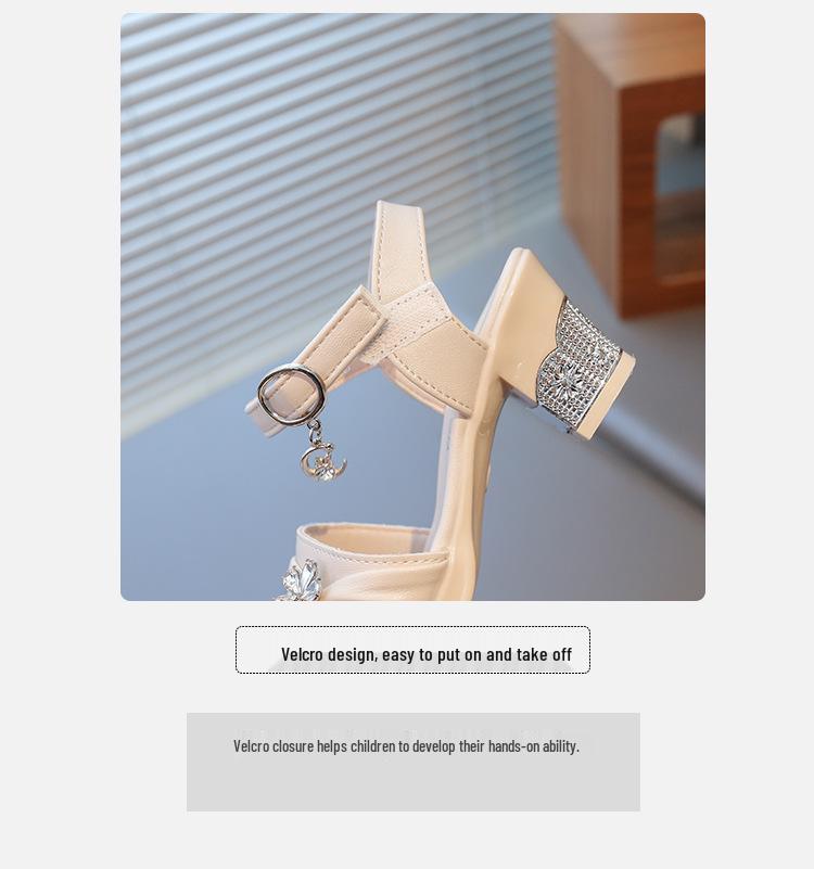 Kinder Sommer Strass Sandalen - Weiche Sohle, Rutschfest, Trendige High Heels für Mädchen