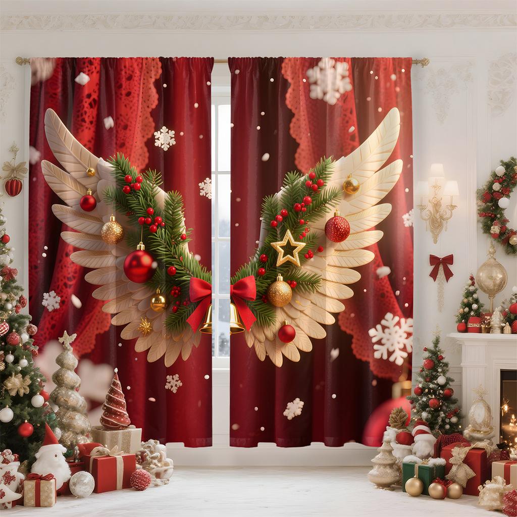 Plain Weave Digital Printing Christmas Curtains Blackout European And American Christmas Decorations