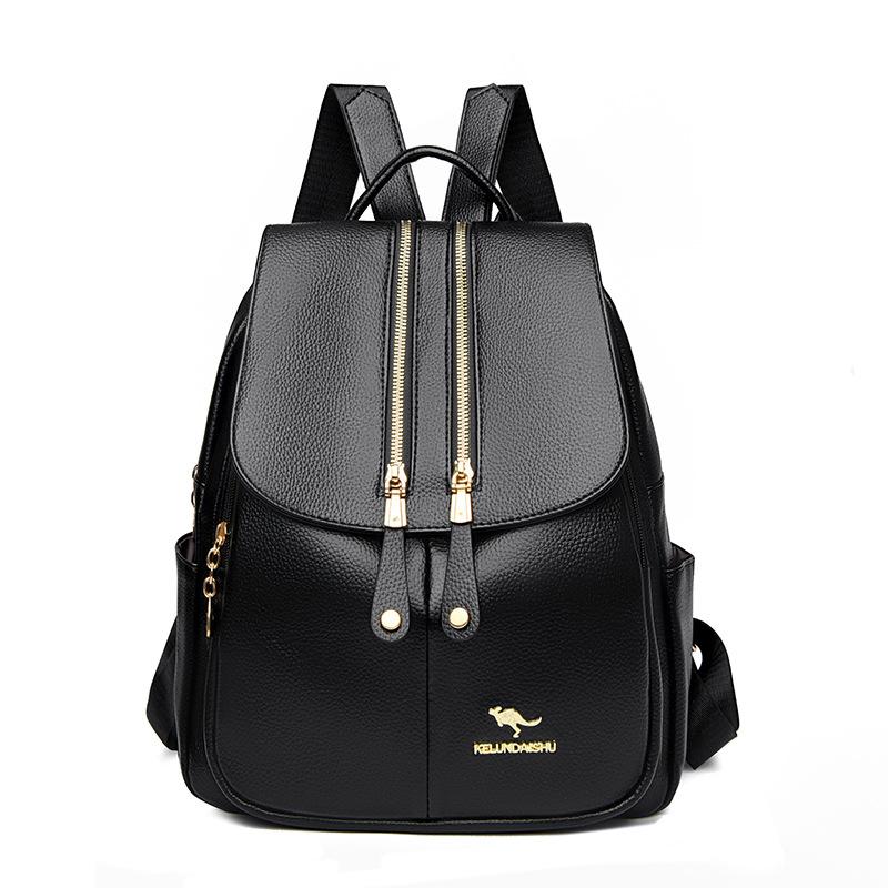 

Рюкзак Женский Новая Мода Мягкая Кожа Большая Вместимость Дорожный Рюкзак На Плечо Школьная Сумка Тренд чёрный