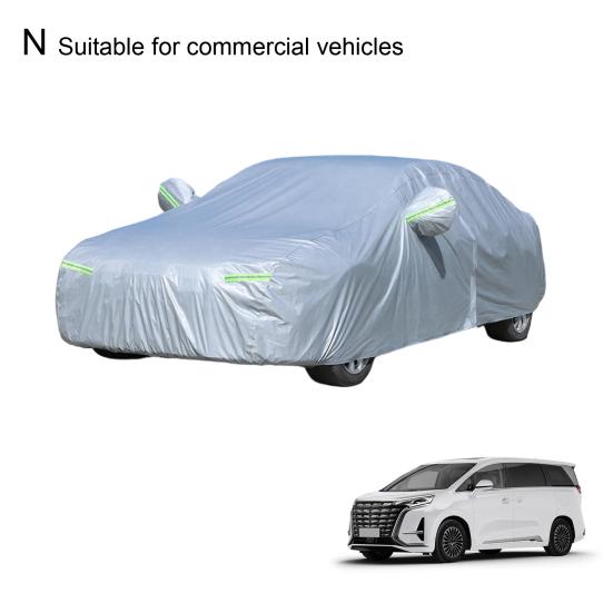 All Season Car Cover with Reflective Stripes Waterproof UV Reflective Snowproof Windproof Outdoor Vehicle Cover for Sun Rain Snow And Dust Universal