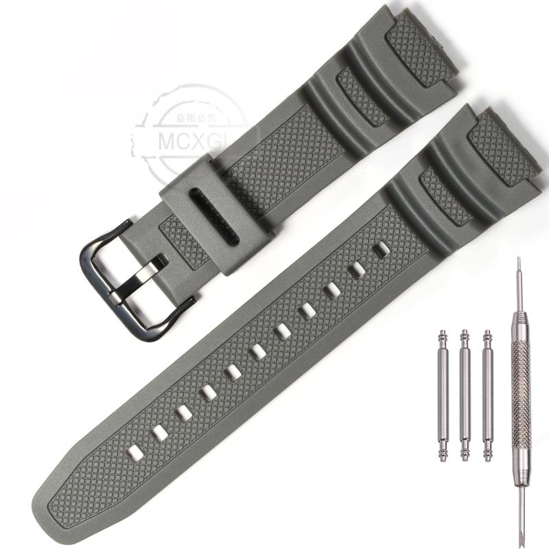 Uhrenarmband für Casio AQ-S810W AE1200WH SGW300 400 500 W-800H Herren Wasserdicht Natürliches Harz Ersatz Dornschließe Armband