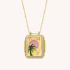 Bohemian Retro Tarot Card Long Rope Square Pendant Necklace for Women