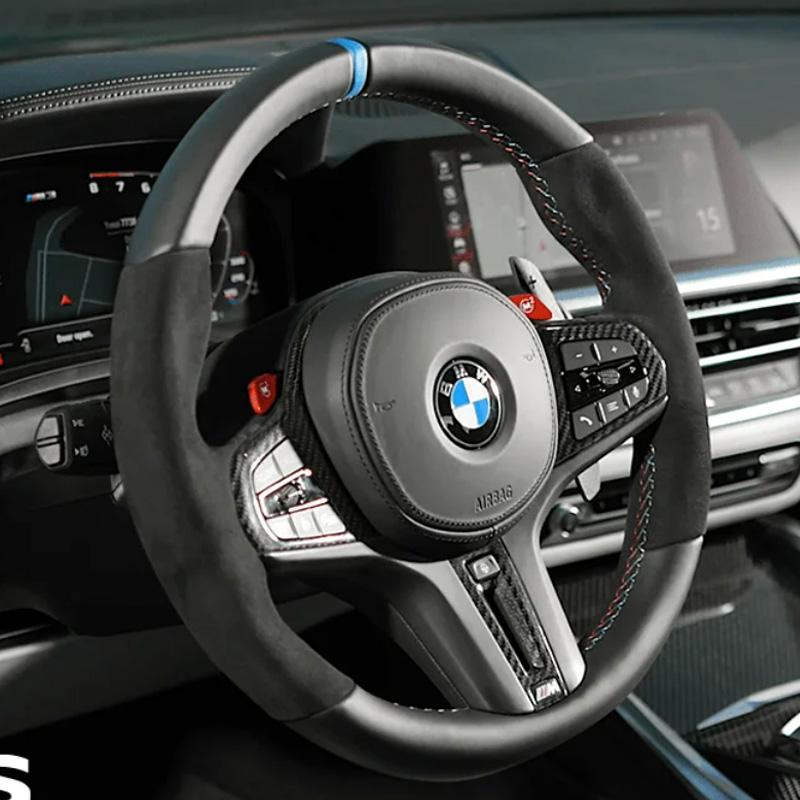 Hand Stitched Non-slip Car Steering Wheel Cover  for BMW M Sport G30 G02 X5 F40 F41 g82 M4 DIY Soft Suede Car Interior