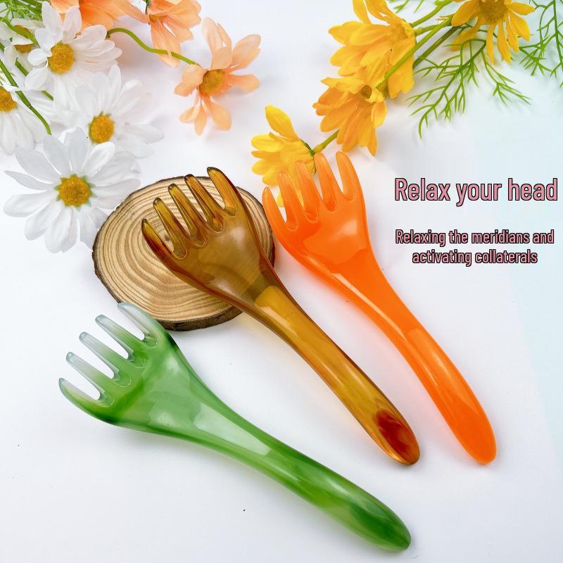 Five-Claw Resin Head Massager: Acupressure Scalp Therapy Comb
