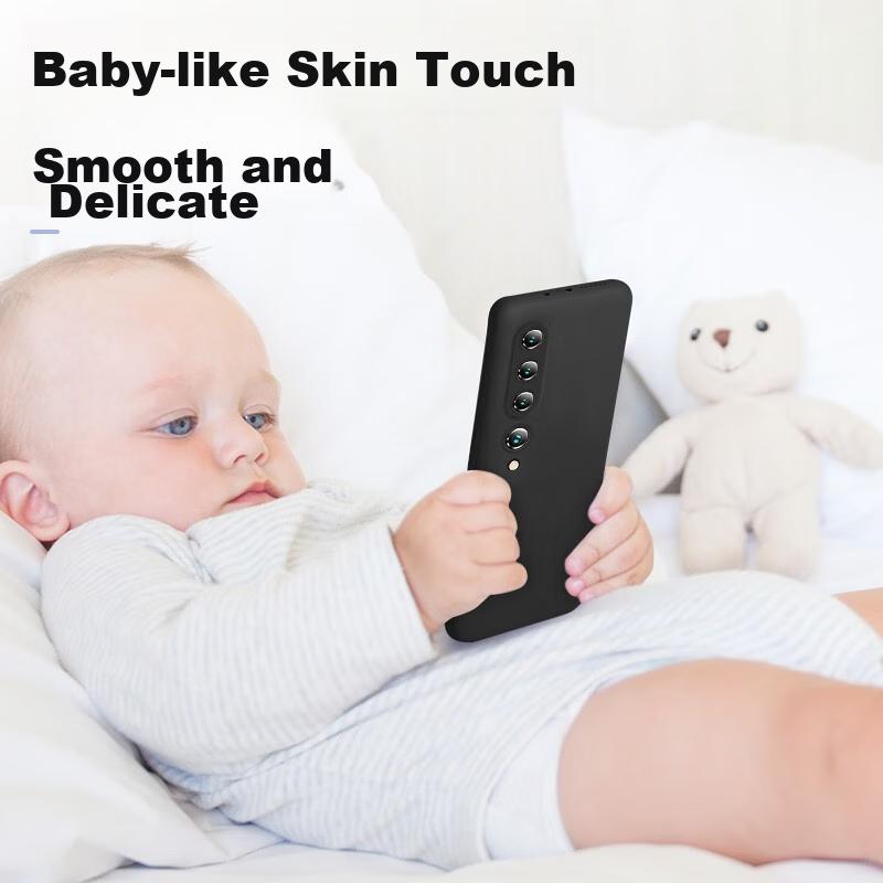 Phone Case for Xiaomi 10, Newly Upgraded Full Coverage Lens Protection Cloud-Feel Silicone Case, Skin-Like Anti-Drop Ultra-Thin Soft, Black
