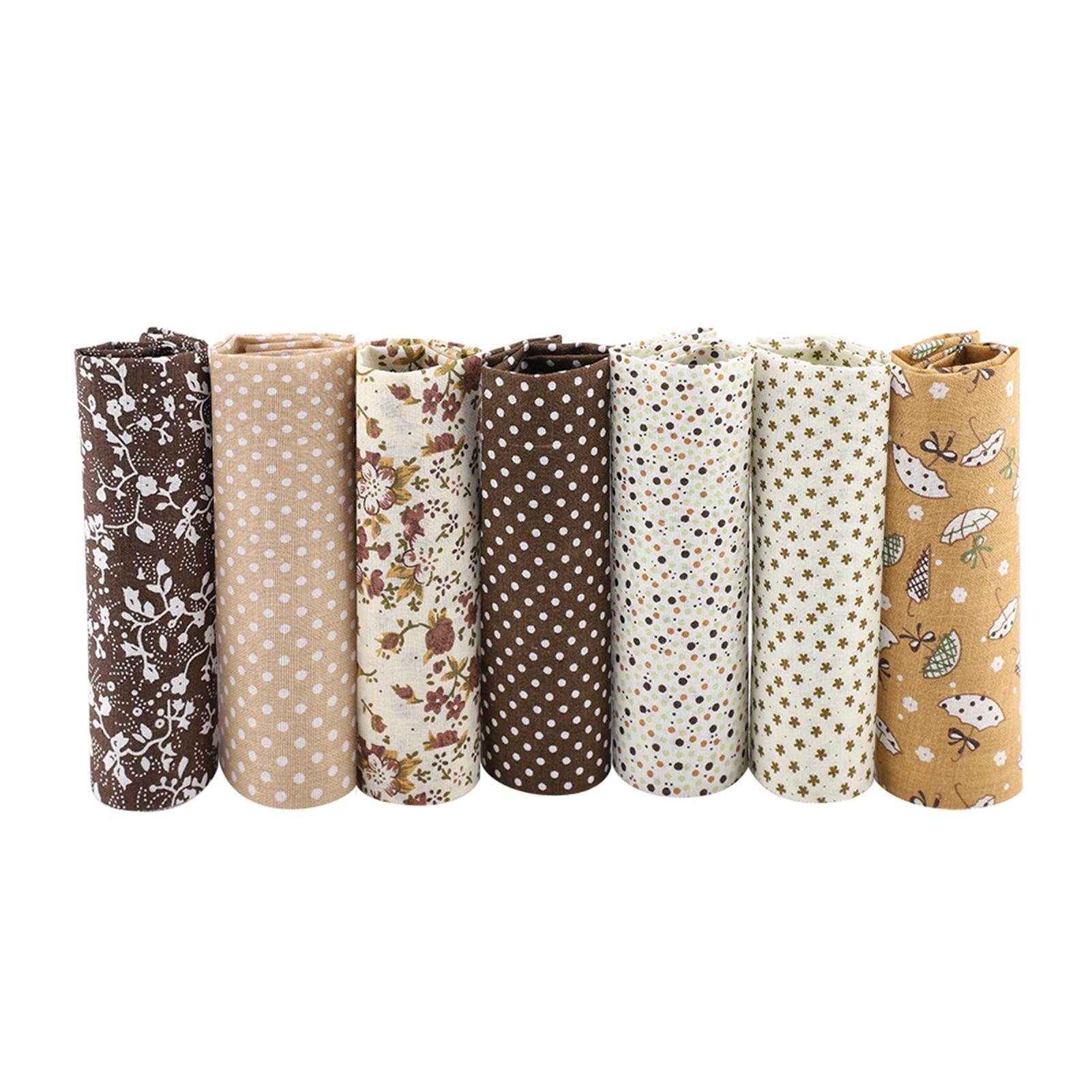7 pezzi 50*50 cm Tessuto di Cotone Fai da Te Assortito Quadrati Pretagliati Kit Biancheria da Letto Pacchetto Quarti Brown beige