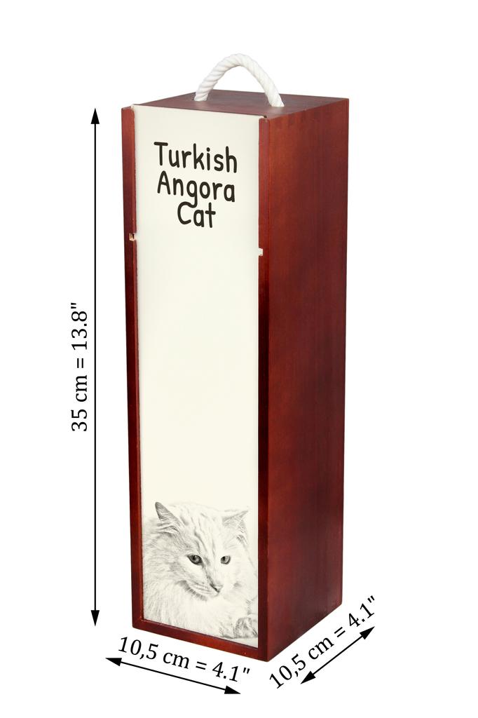 Turkish Angora - wine box with a cat, alcohol box with graphics, personalized gift box from the Art-Dog brand