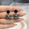 Bow High-end Temperament Black Simple Jewelry Stall Versatile Stud Earrings Exquisite Temperament