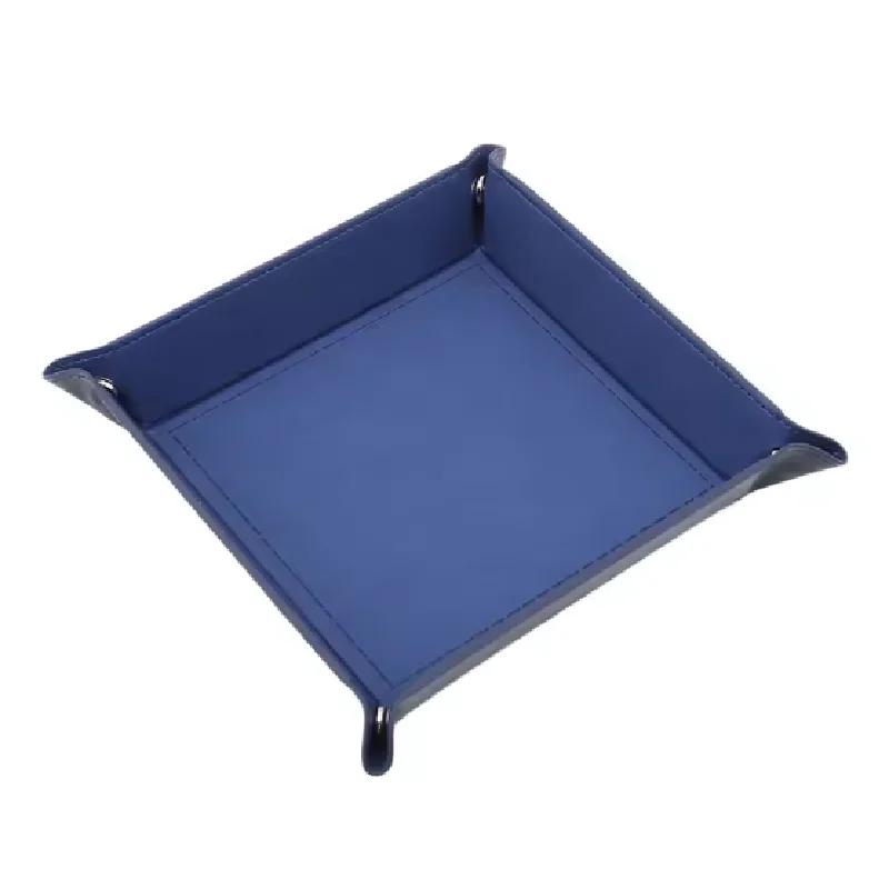 Rolling Folding Hexagon Dice Game Storage Tray Holder Double Sided Thick PU Leather&Velvet Dice Mat Office Supplies