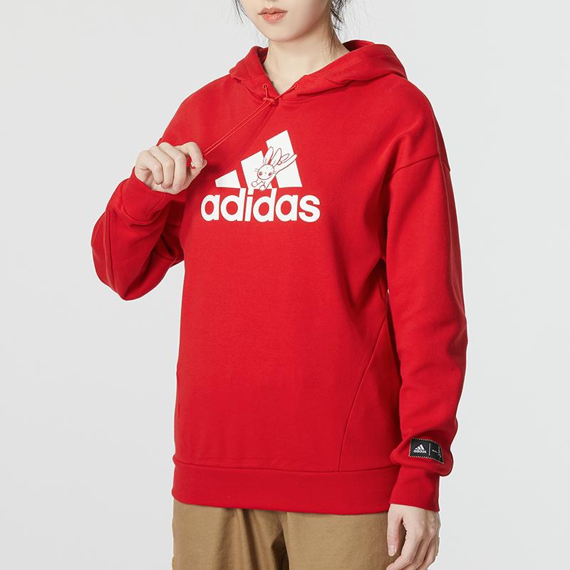 Adidas Gfx Hoodie With Letter Logo And Cartoon Rabbit Print Women Hoodie Red HZ2993