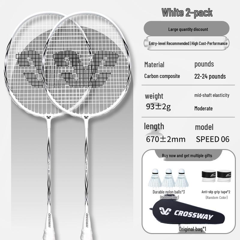 Ultraleichtes Carbon-Verbundstoff-Badmintonschläger-Set mit Tasche – Professionelles Übungsset für Innen & Außen, zweiteilig