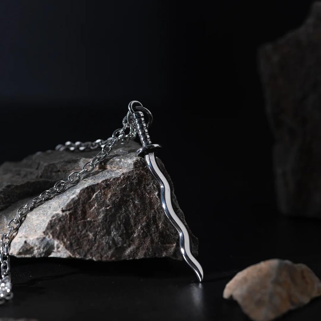 Serpent Breathing Katana Necklace Retro Necklace Samurai Sword Snake Necklace