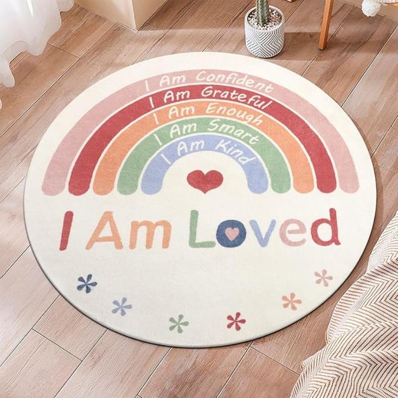 

ABC Fruit PlayMat Round Alphabet Rug for Kid Playroom Preschool Classroom Floor Mat with ABC Numbers Animals Educational Design 60cmx60cm