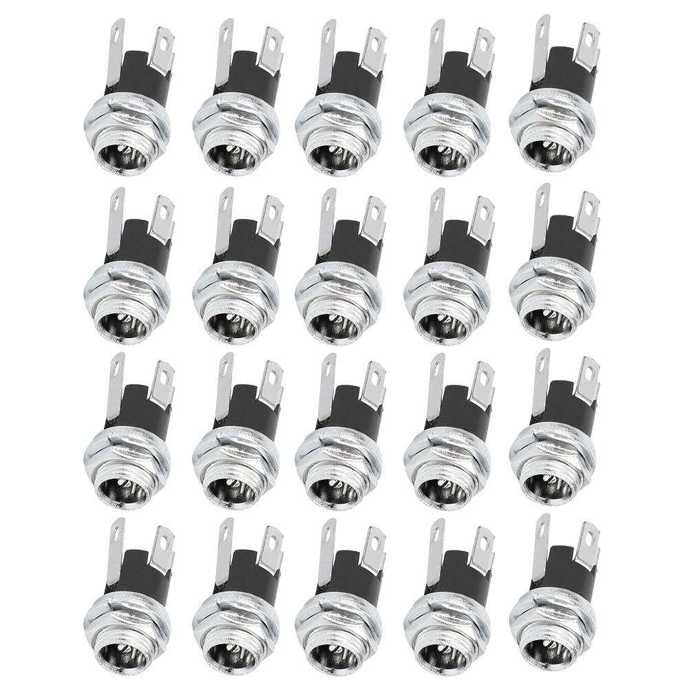 20Pcs DC Power Supply Female Jack Socket W 5.5x2.1MM Thread Nut Panel Mount Connector DC025M