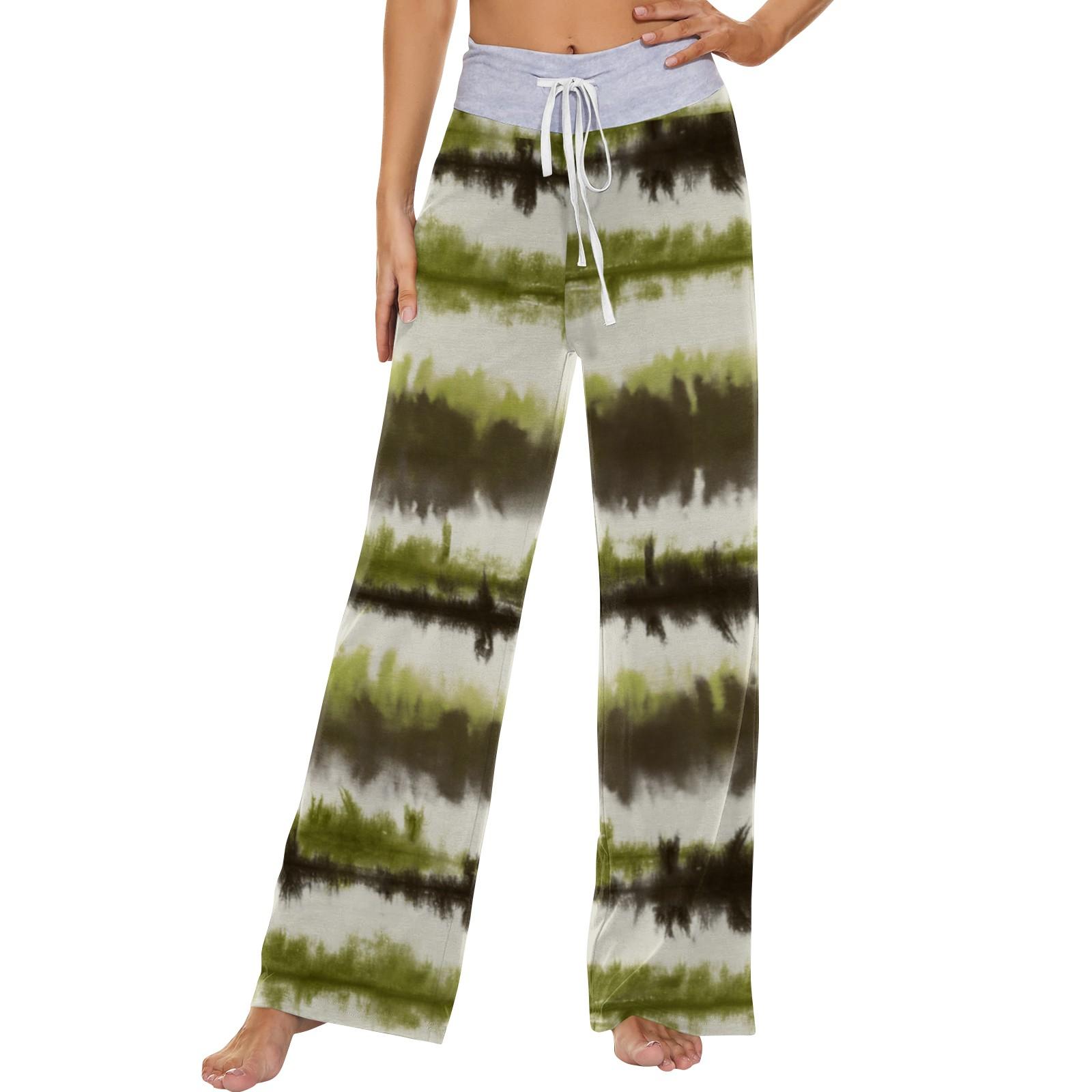 

Женские модные повседневные удобные пижамные штаны с принтом тай-дай, широкие брюки на шнурке XL зелёный