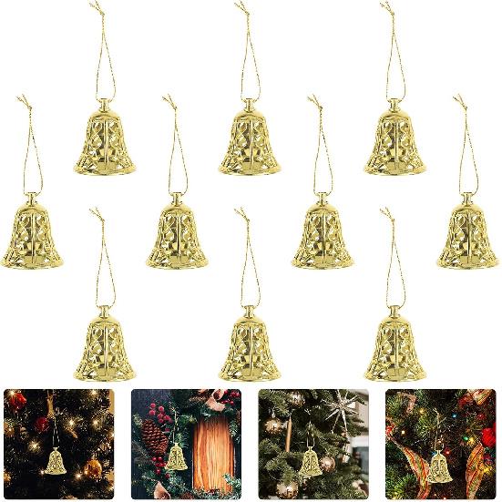 12pcs Christmas Tree Bell Ornaments Festive Hanging Decorations for Winter Theme Parties Safe Plastic Bells for Home Decor Xmas Tree Pendants Holiday