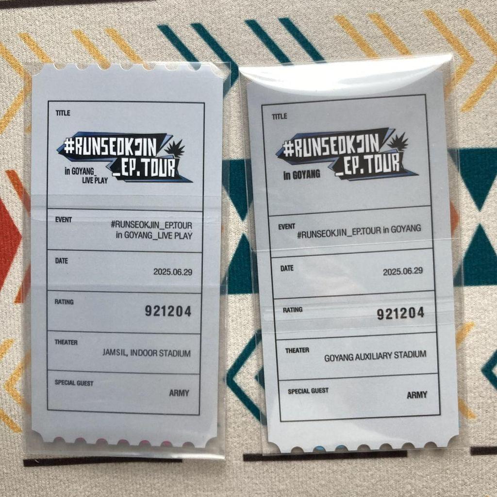 [USED] BTS 6/29 Jin RUNSEOKJIN_EP.TOUR IN GOYANG 2 tickets