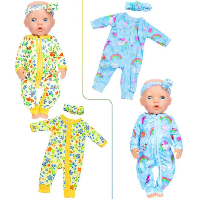 ZITA ELEMENT 5 Sets 14-18 Inch Baby Doll Clothes Outfits Casual Wear for 17 Inch Baby Doll Clothes 10 Pcs Doll Clothes and Accessories for 15 Inch