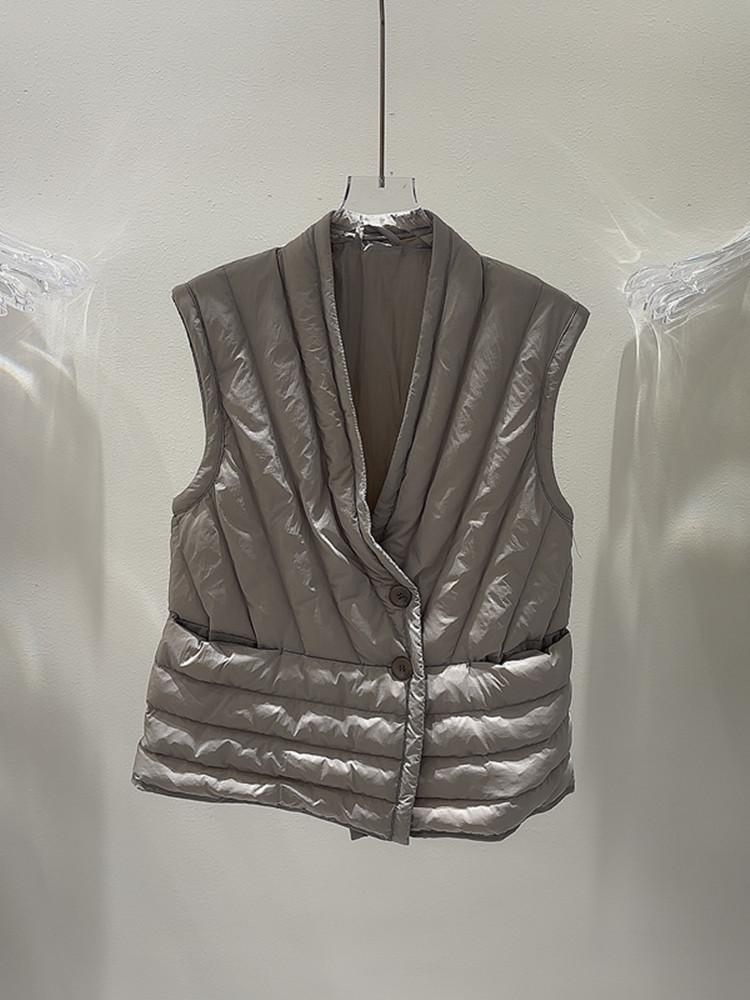 White Duck Down New Light Down Vest Women's Short V-neck Liner Is Thin and Warm Autumn and Winter Vest Tide