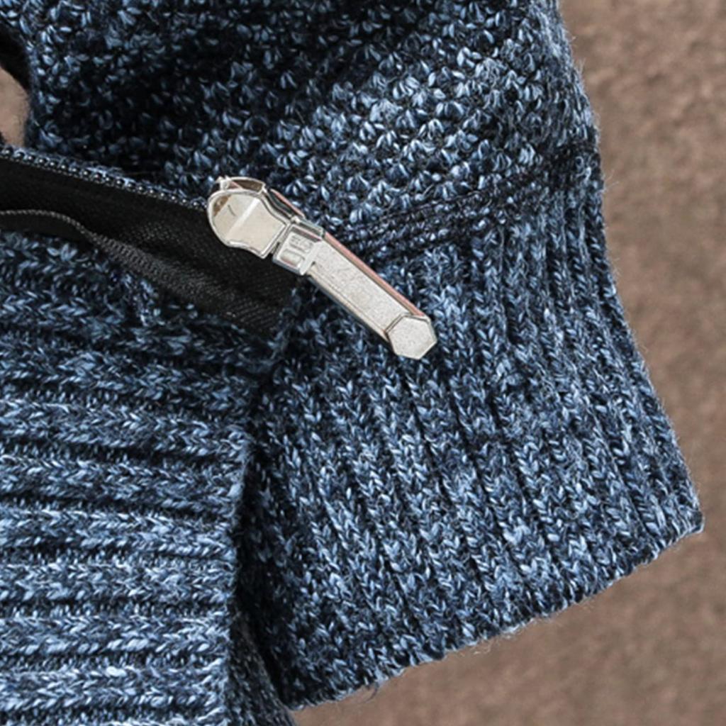 Men's Cardigan Sweaters Knitted Full Zip Collared Regular Fit Jacket Casual Color Block Baggy Winter Warm Coat