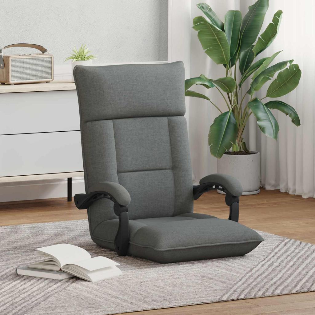 Adjustable Floor Footrest Dark Grey Fabric