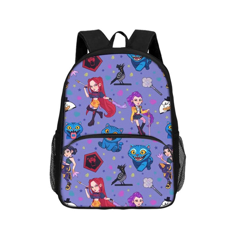 KPop DemonHunters Children's Backpack with Front Pocket, 16-inch Patch Pocket Backpack KTB