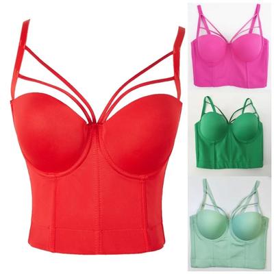 Corset Sexy ajouré pour femme, Brassière Lady, Fille, Fête, Bretelle, Push Up, Bustier, Brassière Crop Colorée