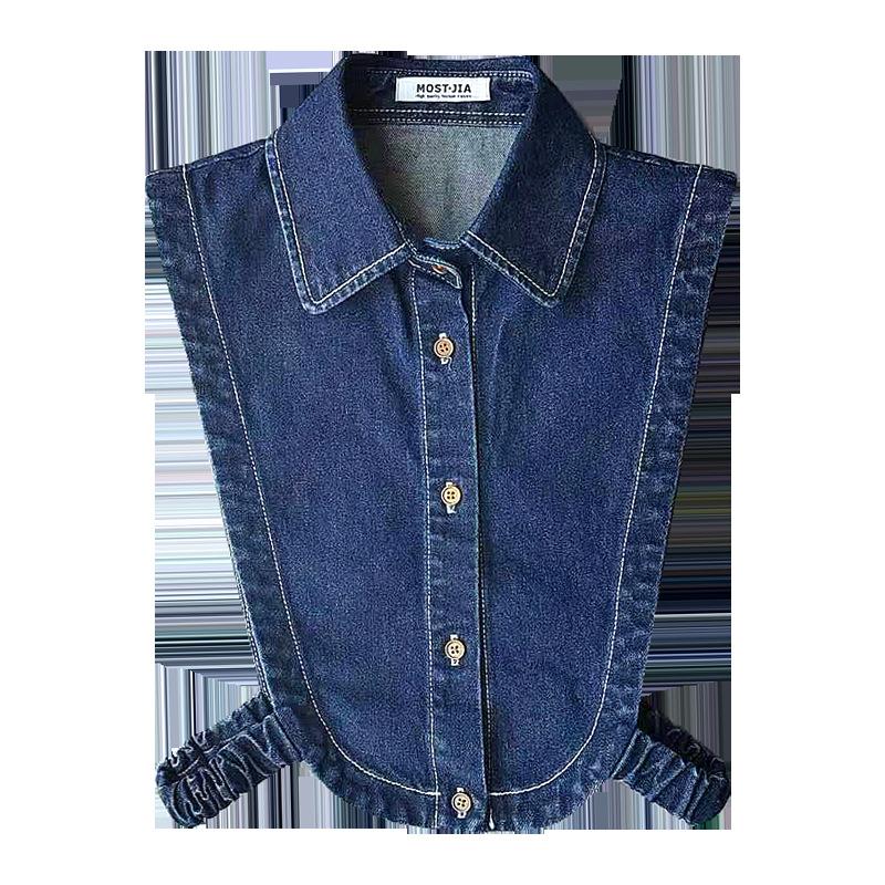 

Высококачественный 24-летний джинсовый поддельный воротник, многослойный свитер, украшение, шикарный воротник, универсальный джинсовый жилет для женщин