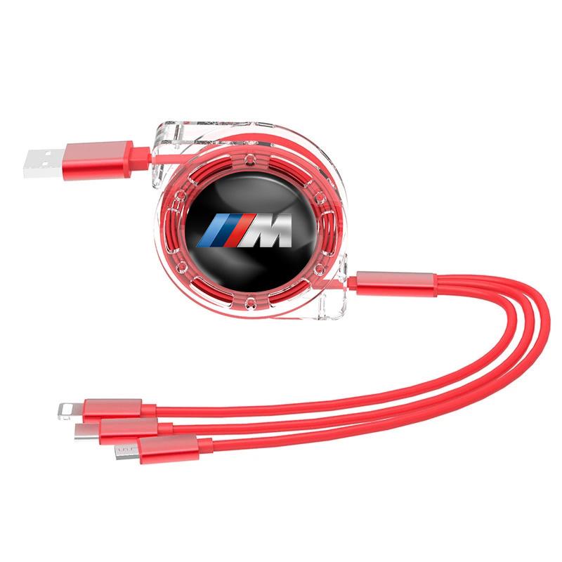 XZFG7 Car Fast Charging Micro USB Type-C 3-in-1 Data Cable For BMW X1 X2 X3 X5 X4 X6 X7 G30 G20 G32 G11 G12 F40 F30 F20 F10 F34 F07