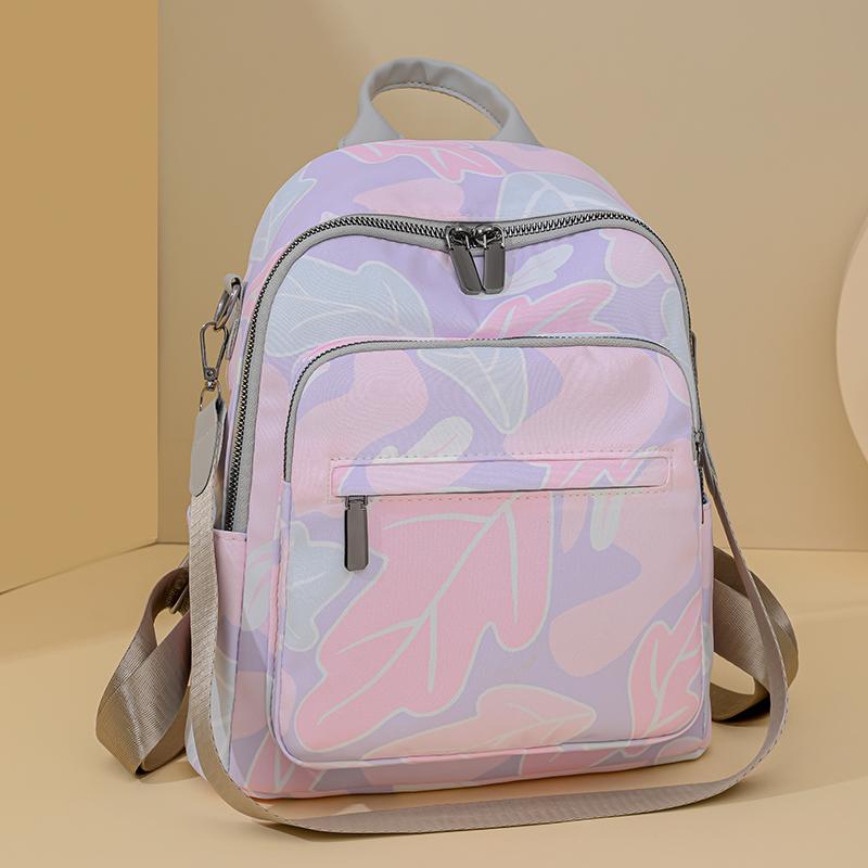 Print Backpack Women's Nylon Waterproof Backpack Student School Bag Large Capacity Shoulder Bag